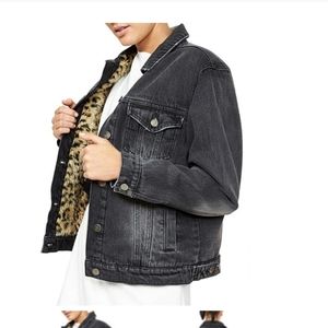 MINKPINK Faux Leopard Girlfriend Denim Jacket